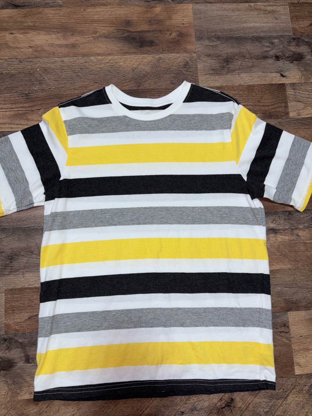 wonder nation Striped Short Sleeve Tee in Yellow, Black & Gray